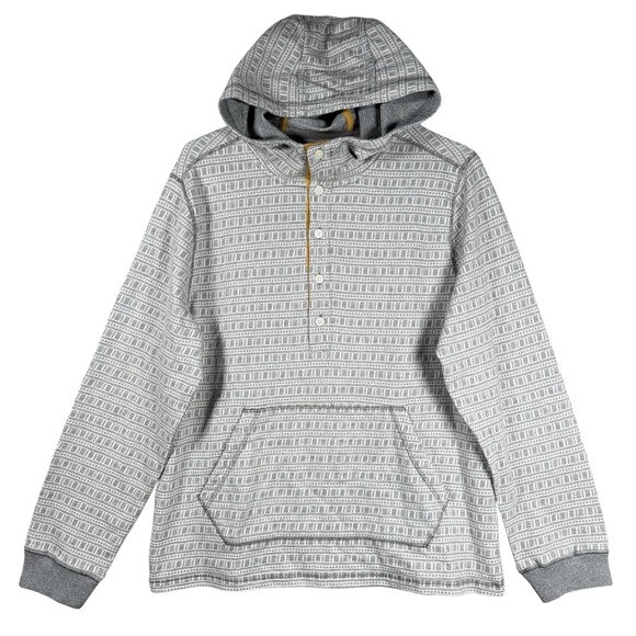 Carbon2Cobalt Other - Carbon2Cobalt Mens Large Casual Henley Hoodie Gray Geometric Cotton Pullover